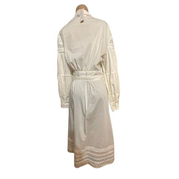New York & Co White Puff Sleeve WrapBlouse Embroidered Tunic Dress Sz XL #1158 - Picture 4 of 11